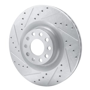 Audi S8 Brake Rotor (1) - Front Left - R1 Concepts - Drilled & Slotted - Silver - `01-`03